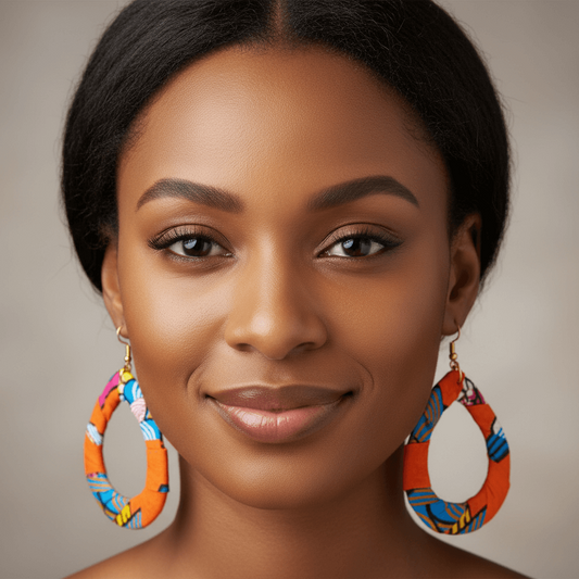 Print Cloth Wrapped Teardrop 2" Earrings V1
