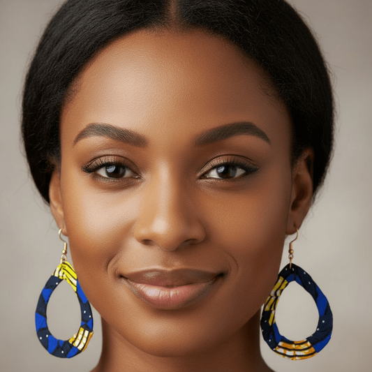 Print Cloth Wrapped Teardrop 2" Earrings V2