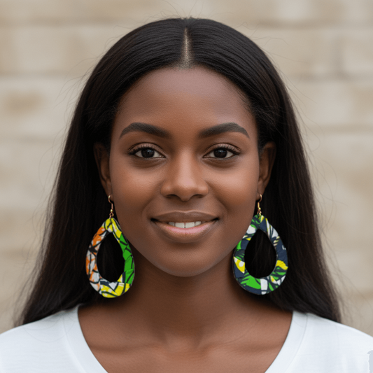 Print Cloth Wrapped Teardrop 2" Earrings V8