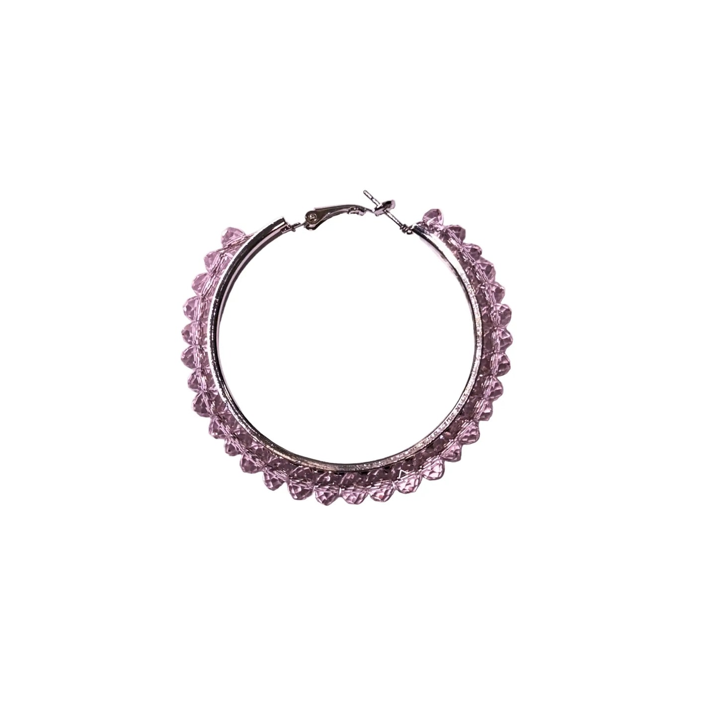 Silver Tone 2" Earrings with Pink Crystals