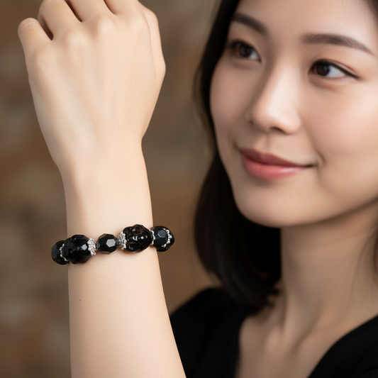 2 Stretch Black Iridescent Bumby Bracelets