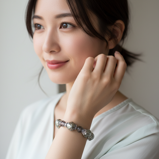 2 Stretch Gray Iridescent Bumby Bracelets