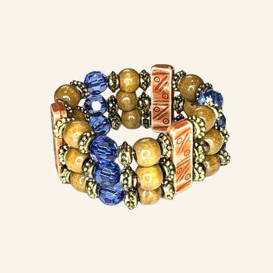 Multistrand Flex Blue Bead Bracelet