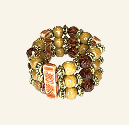 Multistrand Flex Brown Bead Bracelet