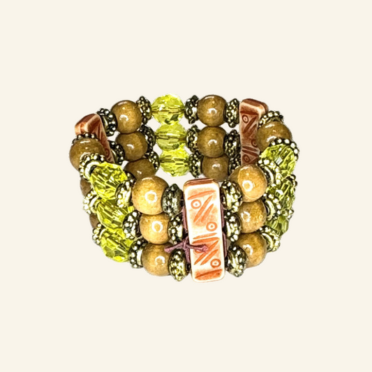 Multistrand Flex Green Bead Bracelet