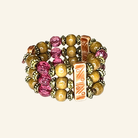 Multistrand Flex Magenta Bead Bracelet