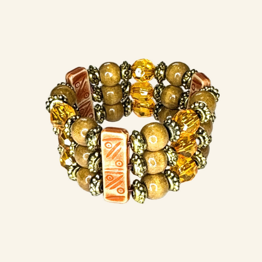 Multistrand Flex Orange Bead Bracelet