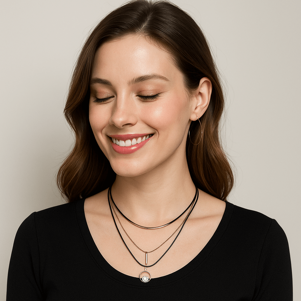 Stone-Studded Goldtone Layered 13" Necklace