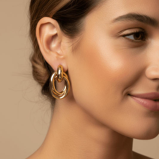 Gold Stud Earrings Ion Plating 316 Stainless Steel