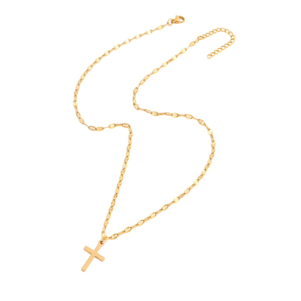 Classic Cross Zircon Pendant Necklace Lip Chain