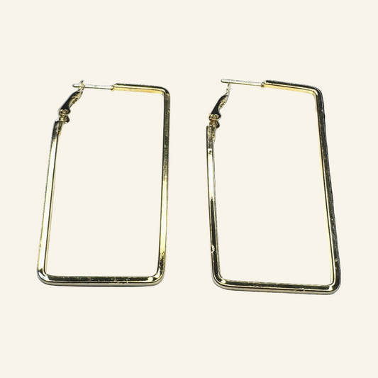 Rectangle Simulated Gold Earrings 3"