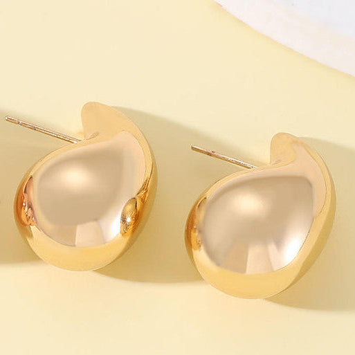 Gold Plated Large Tear Drop Chunky 1.2" Earrings