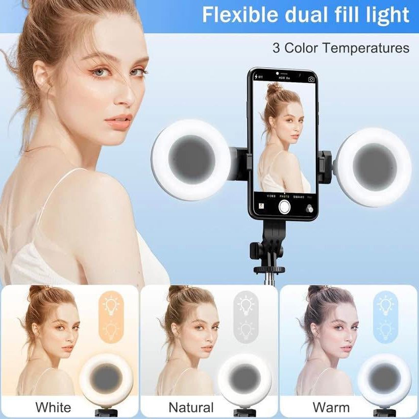 6 In 1 Selfie Stick With 2 Lights, 67" Phone Tripod (Color Black)